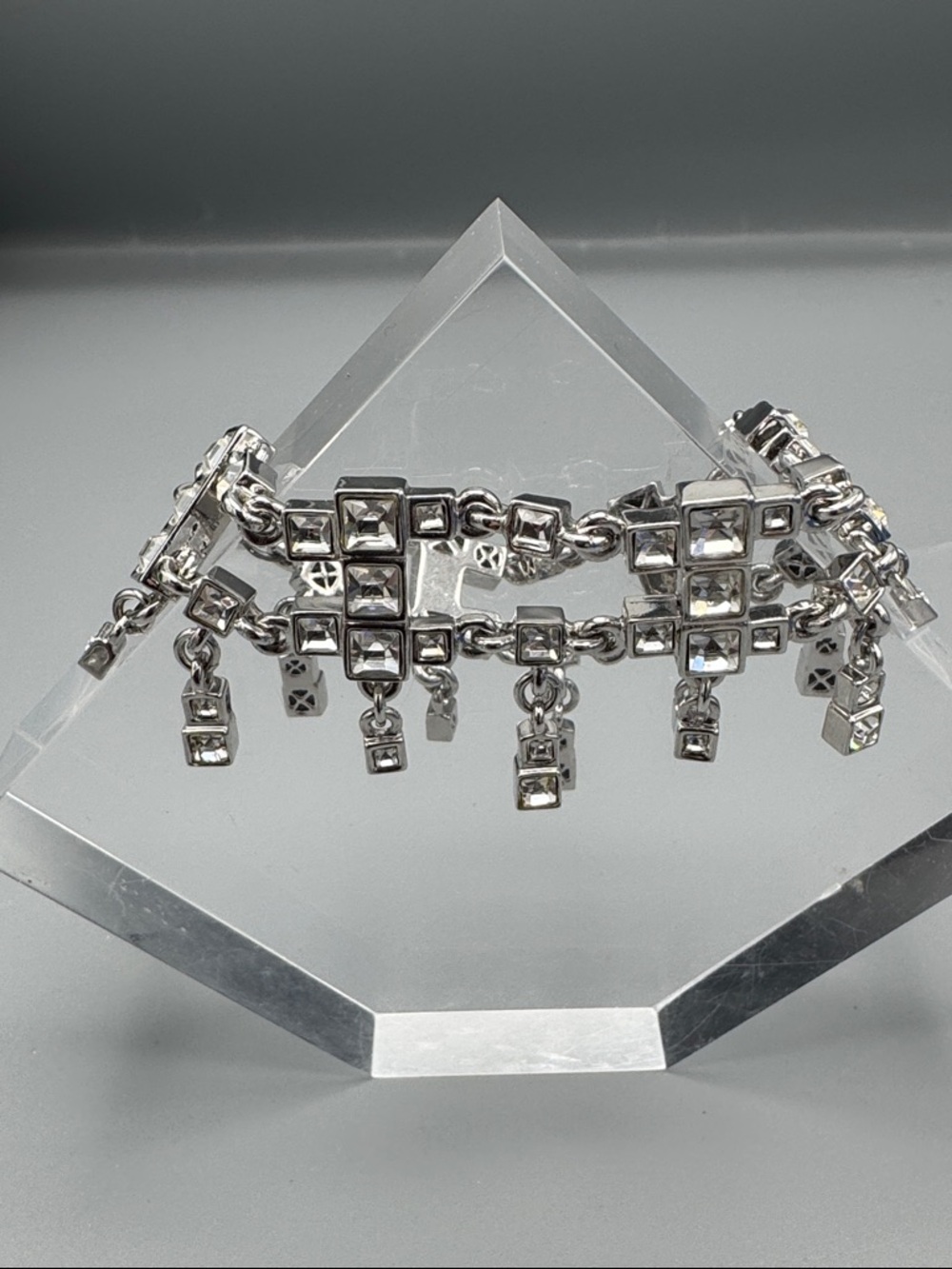 Silver Tone Crystal Dangle Bracelet